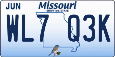 MO license plate WL7Q3K