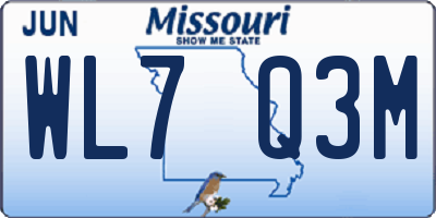 MO license plate WL7Q3M