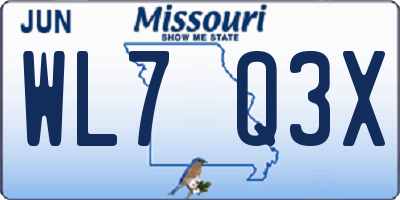 MO license plate WL7Q3X