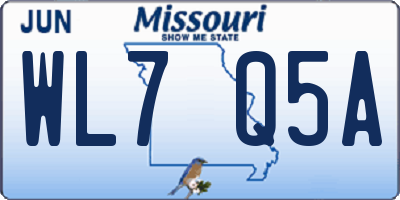 MO license plate WL7Q5A