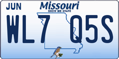 MO license plate WL7Q5S