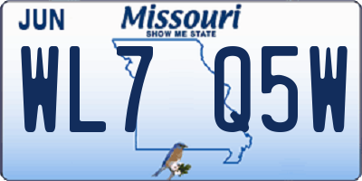 MO license plate WL7Q5W