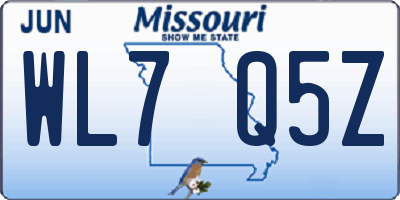 MO license plate WL7Q5Z
