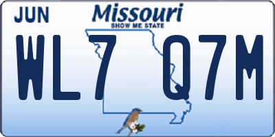 MO license plate WL7Q7M