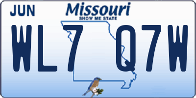 MO license plate WL7Q7W