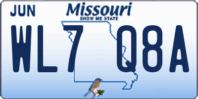 MO license plate WL7Q8A