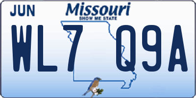 MO license plate WL7Q9A