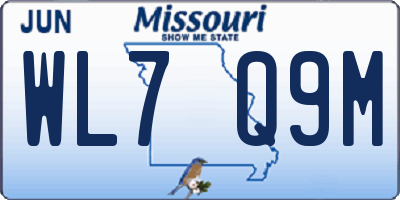 MO license plate WL7Q9M