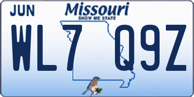 MO license plate WL7Q9Z
