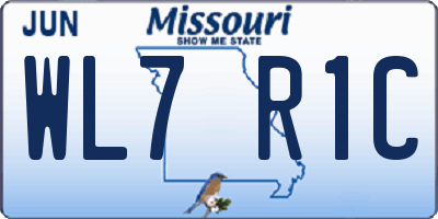MO license plate WL7R1C