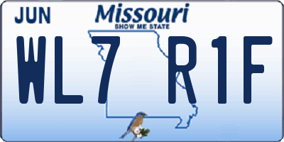 MO license plate WL7R1F