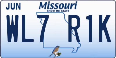 MO license plate WL7R1K