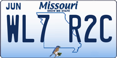 MO license plate WL7R2C