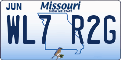 MO license plate WL7R2G