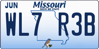 MO license plate WL7R3B
