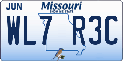 MO license plate WL7R3C