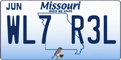 MO license plate WL7R3L