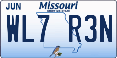 MO license plate WL7R3N