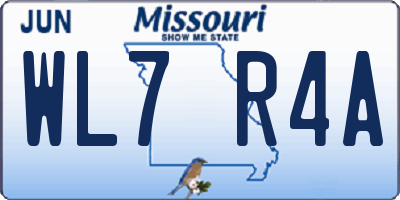 MO license plate WL7R4A
