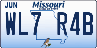 MO license plate WL7R4B