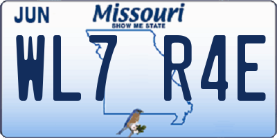 MO license plate WL7R4E