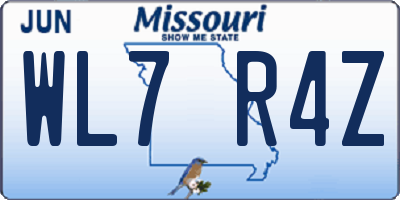 MO license plate WL7R4Z