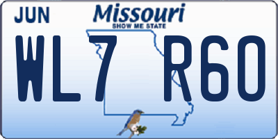 MO license plate WL7R6O