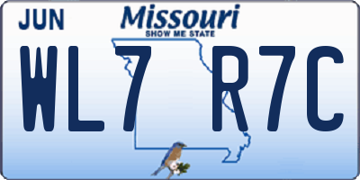 MO license plate WL7R7C