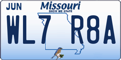MO license plate WL7R8A