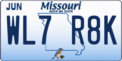 MO license plate WL7R8K