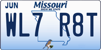 MO license plate WL7R8T