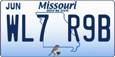 MO license plate WL7R9B