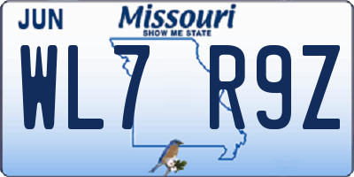MO license plate WL7R9Z