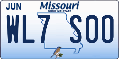 MO license plate WL7S0O