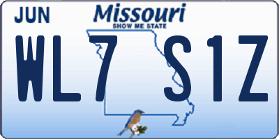 MO license plate WL7S1Z