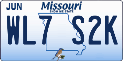 MO license plate WL7S2K