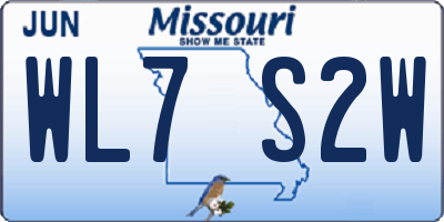 MO license plate WL7S2W