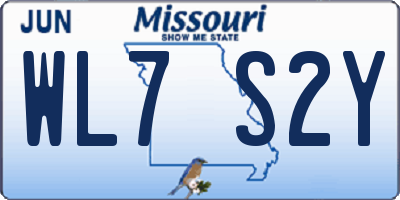 MO license plate WL7S2Y