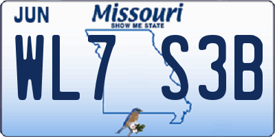MO license plate WL7S3B