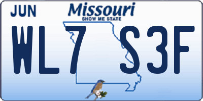 MO license plate WL7S3F
