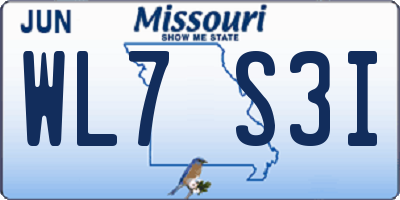 MO license plate WL7S3I
