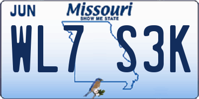 MO license plate WL7S3K