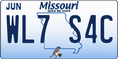 MO license plate WL7S4C