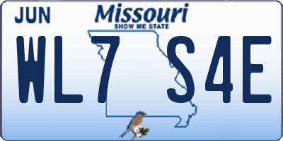 MO license plate WL7S4E