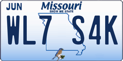 MO license plate WL7S4K