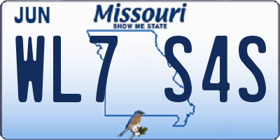 MO license plate WL7S4S