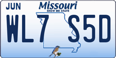 MO license plate WL7S5D