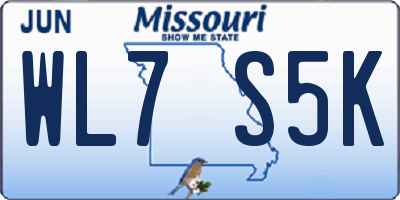 MO license plate WL7S5K