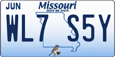 MO license plate WL7S5Y