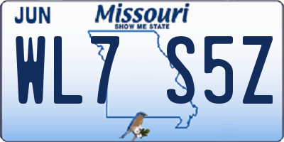 MO license plate WL7S5Z